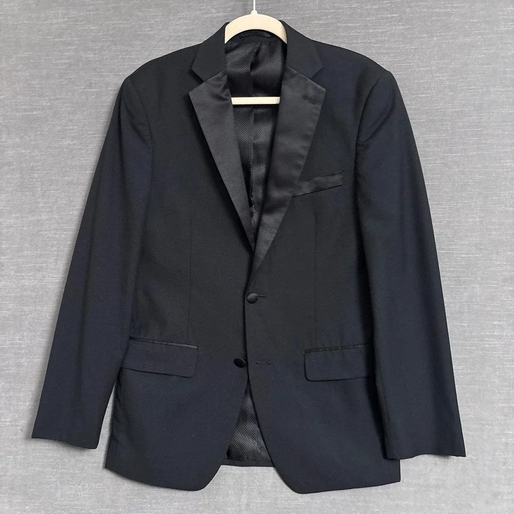 Giorgio Tuxedo Jacket 38R Black Satin Formal Evening Wedding Classic Party NYE
